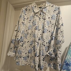 Talbot's Floral Blue and White Ladies Shirt